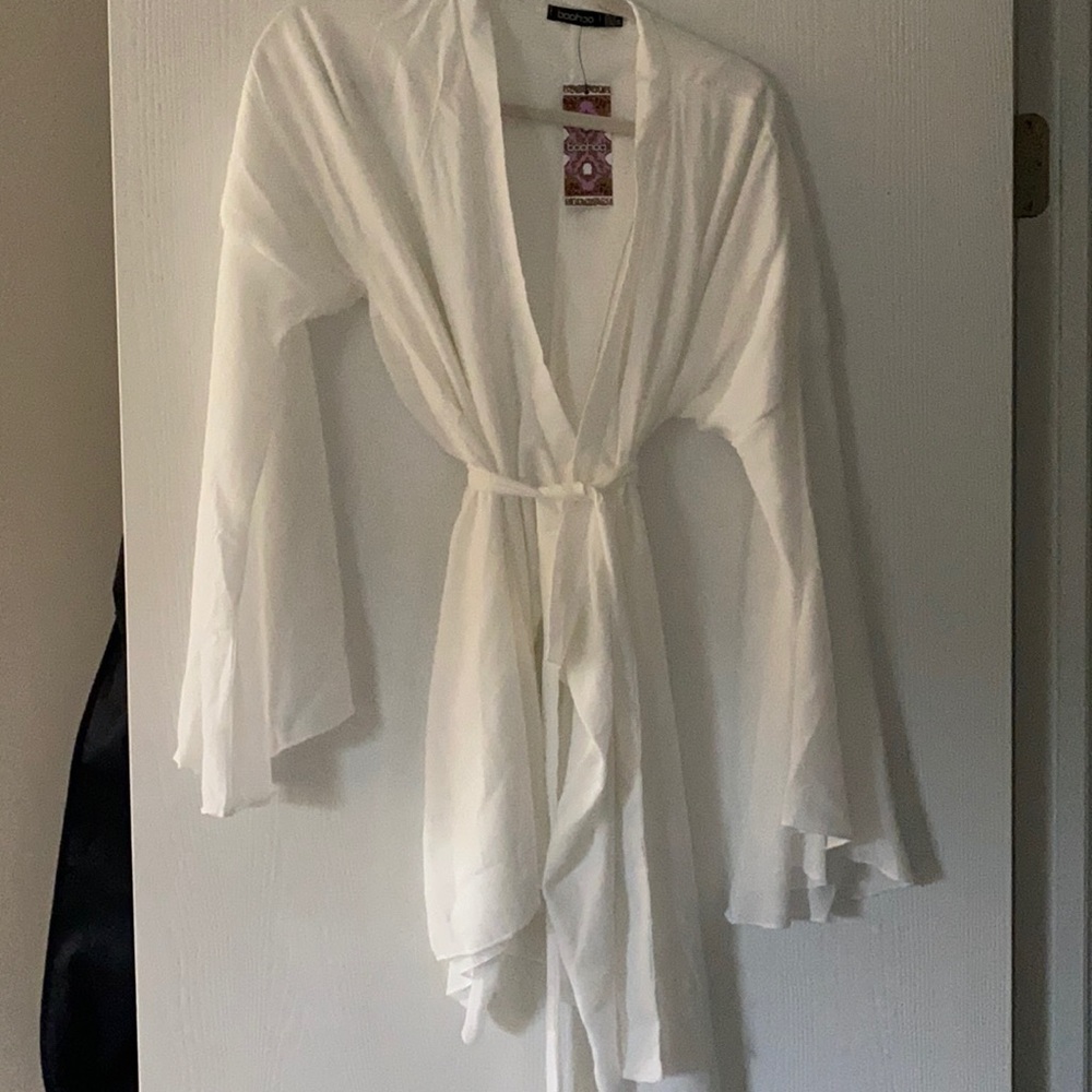 White wrap kimono dress